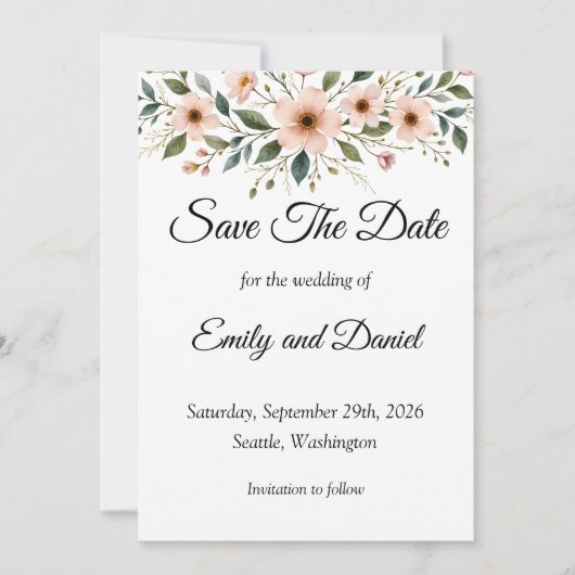 Elegant Anemone Wildflower Save the Date Card (Vorderseite)