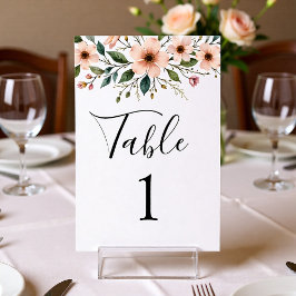 Elegant Anemone Wildflower Wedding Table Number  Tischnummer