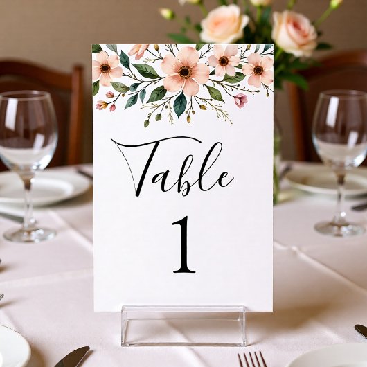 Elegant Anemone Wildflower Wedding Table Number  Tischnummer