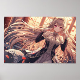 Elegant Anime Girl in Vintage Fantasy Dress – Roma Poster