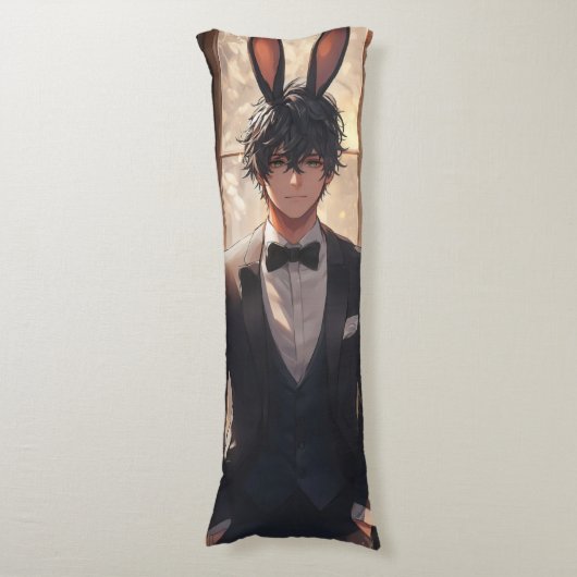 Elegant Anime Rabbit Man Seitenschläferkissen (Vorderseite Vertikal)