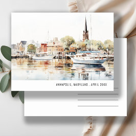 Elegant Annapolis Maryland Watercolor Travel Postkarte