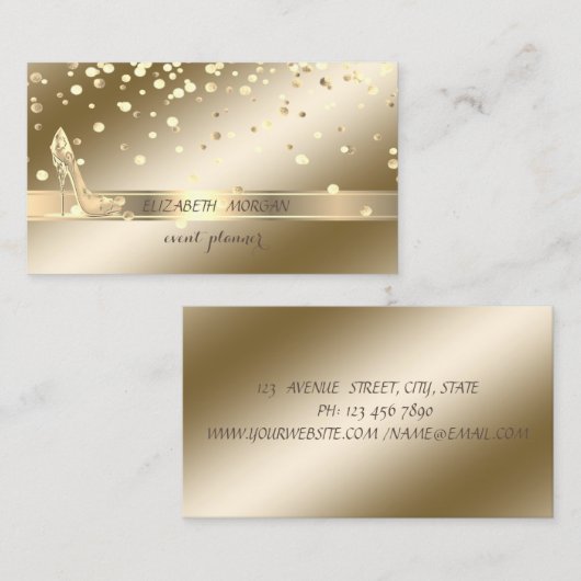 Elegant anspruchsvoll ,,Gold Confetti,High Heels Visitenkarte (Vorne/Hinten)