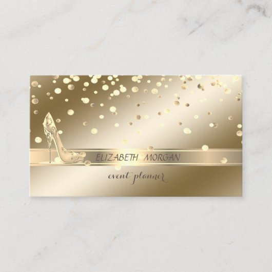 Elegant anspruchsvoll ,,Gold Confetti,High Heels Visitenkarte (Vorderseite)