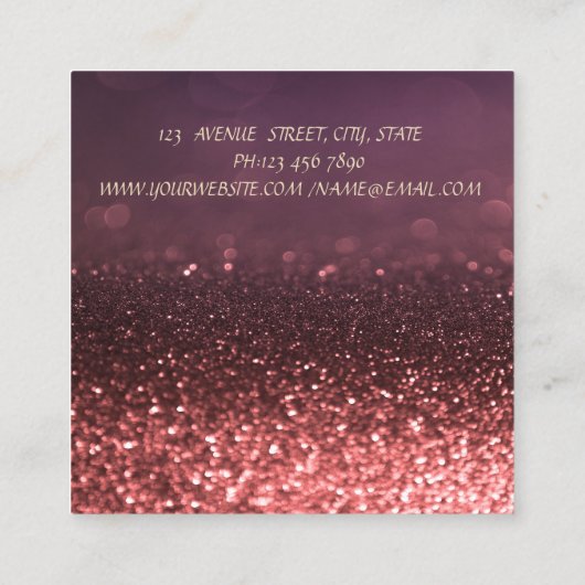 Elegant Anspruchsvoller Moderner Schlichter Glitze Quadratische Visitenkarte (Rückseite)