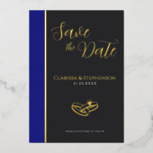 Elegant Anthracite Deep Blue  Photo Save The Date Folieneinladung (Vorderseite)