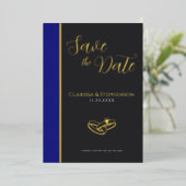 Elegant Anthracite Deep Blue  Photo Save The Date Folieneinladung (Stehend vorne)