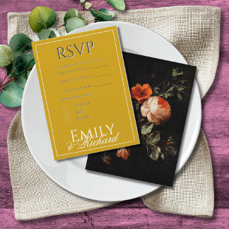 Elegant Antique Floral Wedding RSVP Meal Choices Begleitkarte
