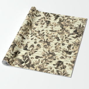 Elegant Antique Gold Beige Beeren Französische Sch Geschenkpapier