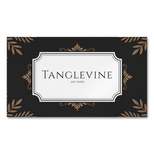 Elegant Antique Gold Botanical Black Formal Frame Magnetische Visitenkarte (Vorderseite)