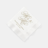 Elegant Antique Gold Mr. und Mrs. Script Monogram Serviette (Ecke)