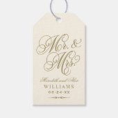 Elegant Antique Gold Mr. und Mrs. Wedding Monogram Geschenkanhänger (Vorderseite)
