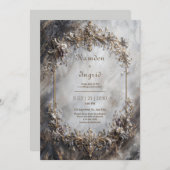 Elegant Antique Silver Gold Baroque Marble Wedding Einladung (Vorne/Hinten)