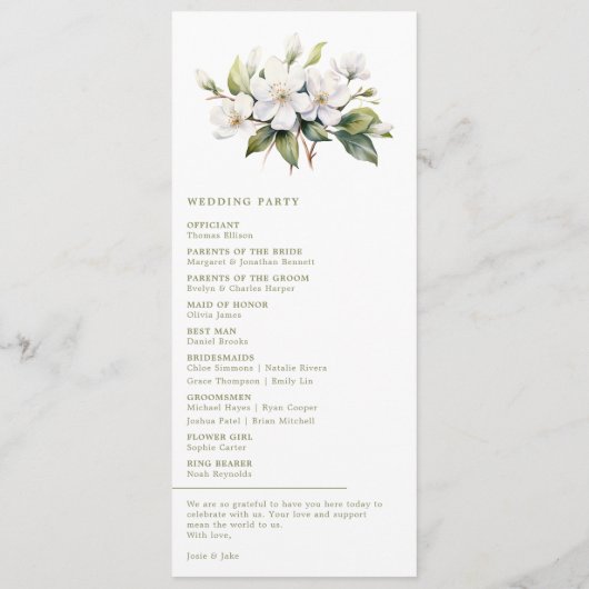 Elegant Apple Blossom Minimalistisch Botanische Ho Programm (Rückseite)