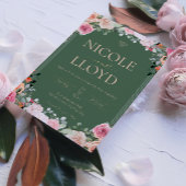 Elegant Apricot Green Wildblume Wedding Einladung