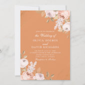 Elegant Apricot Peony Wedding Einladung (Vorderseite)