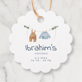 Elegant Aqiqah Favor Tags Baby Boy Thank You Gift Geschenkanhänger