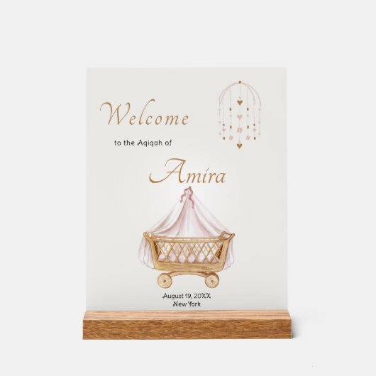 Elegant Aqiqah Willkommen Akryllisches Zeichen Acrylschild (Vorderseite)