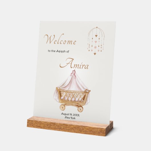 Elegant Aqiqah Willkommen Akryllisches Zeichen Acrylschild (Winkel)