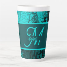 Elegant Aqua Aquamarine fette Script Monogram