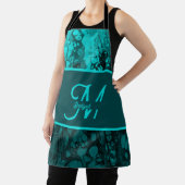 Elegant Aqua Aquamarine fette Script Monogram Schürze (InSitu)
