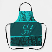 Elegant Aqua Aquamarine fette Script Monogram Schürze (Vorderseite)