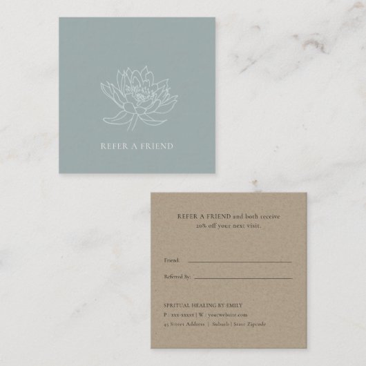 ELEGANT AQUA BLAUE AQUAMARINER LOTUS BLÜHLER REFEN QUADRATISCHE VISITENKARTE (Vorne/Hinten)