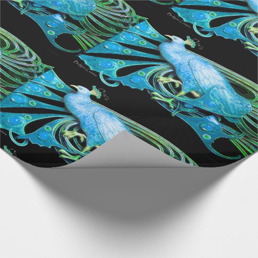 ELEGANT AQUA BLAUE TURQUOISE PEACOCK UND GEM STEIN GESCHENKPAPIER (Ecke)