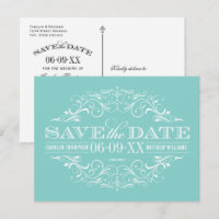 Elegant Aqua Blue Blüh Wedding Save the Date