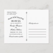 Elegant Aqua Blue Blüh Wedding Save the Date Ankündigungspostkarte (Rückseite)