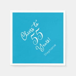 Elegant Aqua Blue Cheers bis 55 Jahre 55. Geburtst Serviette