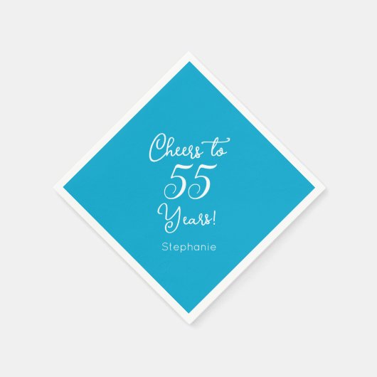 Elegant Aqua Blue Cheers bis 55 Jahre 55. Geburtst Serviette (Ecke)