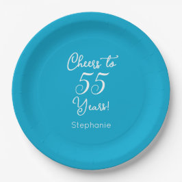 Elegant Aqua Blue Cheers bis 55 Jahre 95. Geburtst Pappteller