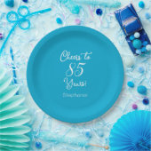 Elegant Aqua Blue Cheers bis 85 Jahre 85. Geburtst Pappteller (Party)