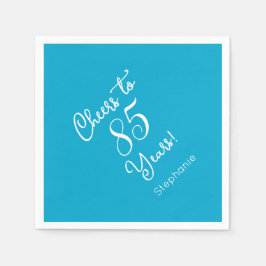 Elegant Aqua Blue Cheers bis 85 Jahre 85. Geburtst Serviette