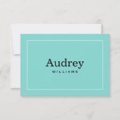 Elegant Aqua Blue Custom Bride Name Monogram Mitteilungskarte (Vorderseite)