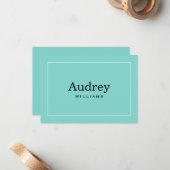 Elegant Aqua Blue Custom Bride Name Monogram Mitteilungskarte (Vorderseite/Rückseite Beispiel)