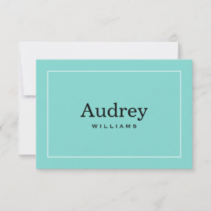 Elegant Aqua Blue Custom Bride Name Monogram Mitteilungskarte