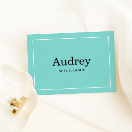 Elegant Aqua Blue Custom Bride Name Monogram Mitteilungskarte