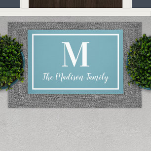 Elegant Aqua Blue Custom Monogram Initial Fußmatte