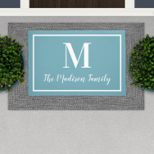 Elegant Aqua Blue Custom Monogram Initial