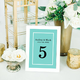 Elegant Aqua Blue Custom Wedding Monogram Tischnummer