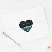 Elegant Aqua Blue Damask "Danke" Stickers (Umschlag)