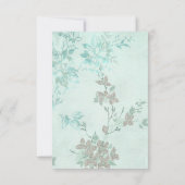 ELEGANT AQUA BLUE FLORAL SILVER GLITZER RSVP CARD (Rückseite)