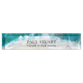 Elegant Aqua Blue Green Beach Script Namensplakette (Vorderseite)