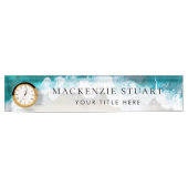Elegant Aqua Blue Green Beach Script Namensplakette (Vorderseite)