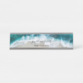 Elegant Aqua Blue Green Beach Script Schreibtischnamensplakette (Vorderseite )