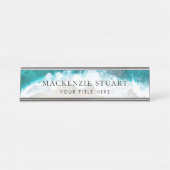 Elegant Aqua Blue Green Beach Script Schreibtischnamensplakette (Vorderseite )