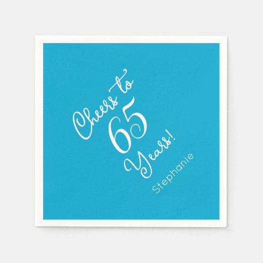 Elegant Aqua Blue jubelt bis 65 Jahre 65. Geburtst Serviette (Vorderseite)