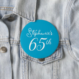 Elegant Aqua Blue Monogram 65. Geburtstagsparty Button